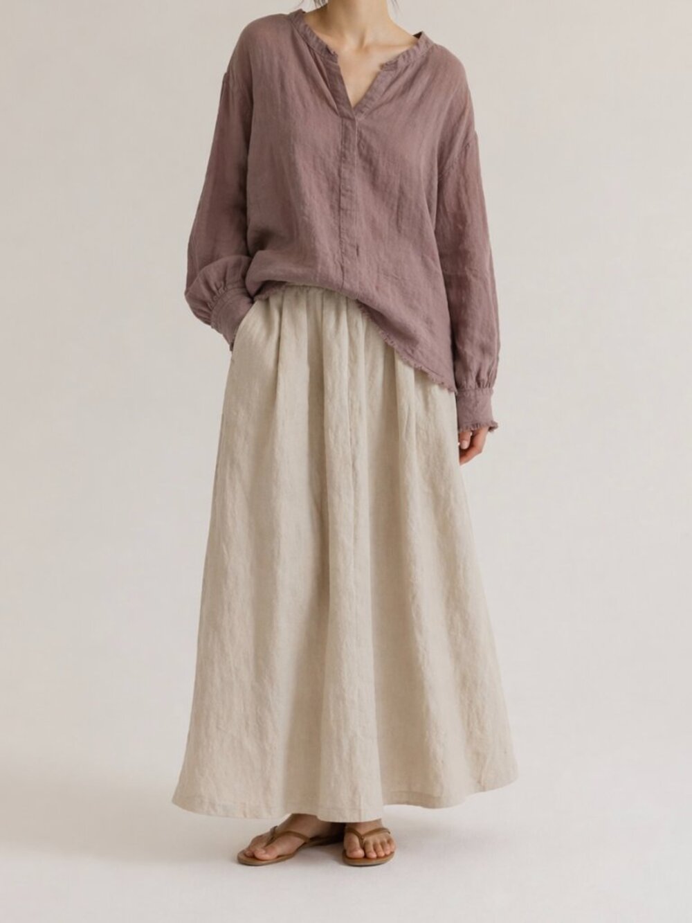 100% Linen Plant-Dyed Dusty Rose Blouse - Brand New with Tags